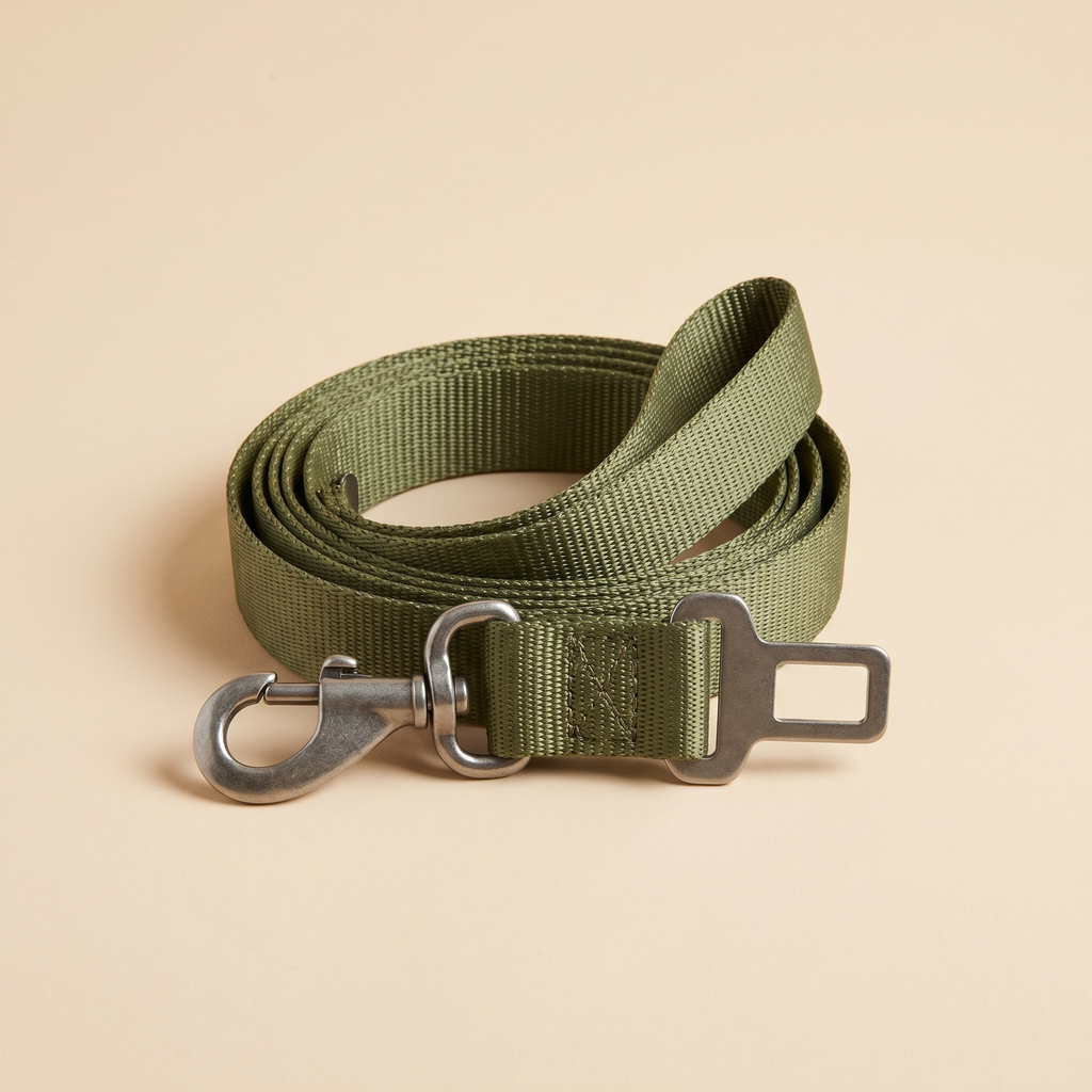 Doviera Hunde-Sicherheitsgurt in Oliv mit Karabiner
